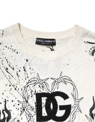 Dolce & Gabbana White Logo Angel Print Women Pullover Sweater