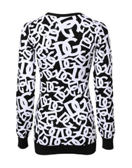 Dolce & Gabbana Black White Logo Print Women Pullover Sweater