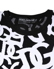 Dolce & Gabbana Black White Logo Print Women Pullover Sweater
