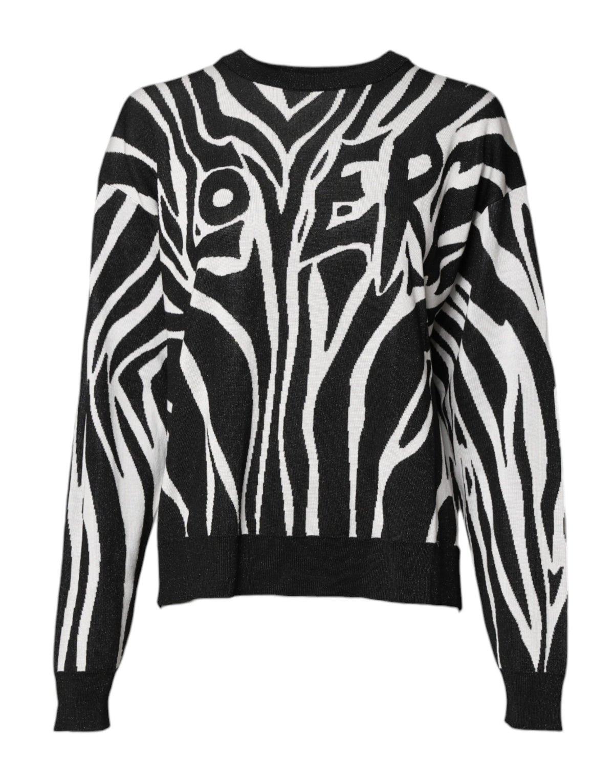 Dolce & Gabbana Black White Print Women Pullover Sweater