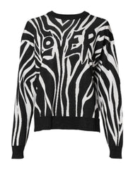 Dolce & Gabbana Black White Print Women Pullover Sweater