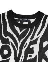 Dolce & Gabbana Black White Print Women Pullover Sweater