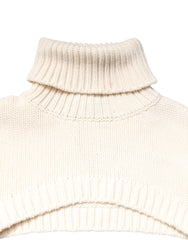Dolce & Gabbana Ivory Cashmere Turtleneck Cropped Top Sweater