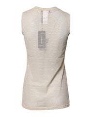 Dolce & Gabbana Ivory Nylon Logo See Through Sleeveless Tank Top