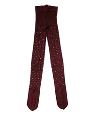 Dolce & Gabbana Maroon Nylon Crystal Embellished Pantyhose Tights