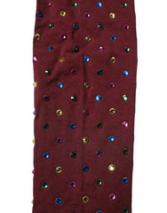 Dolce & Gabbana Maroon Nylon Crystal Embellished Pantyhose Tights