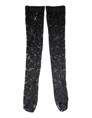 Dolce & Gabbana Black Floral Lace Cotton Stretch Stockings Socks