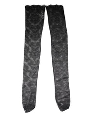 Dolce & Gabbana Black Floral Lace Cotton Stretch Stockings Socks