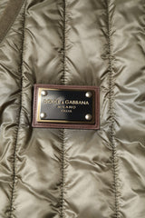 Dolce & Gabbana Brown Logo Plaque Quilted Vest Jacket