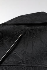 Dolce & Gabbana Black Brocade Cotton Full Zip Biker Jacket