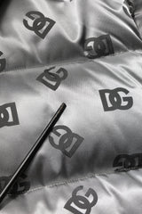 Dolce & Gabbana Silver Logo Full Zip Hooded Quilted Jacket