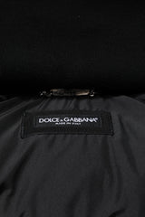 Dolce & Gabbana Blue Logo Full Zip Hooded Quilted Jacket