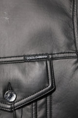 Dolce & Gabbana Black Polyester Button Down Biker Jacket
