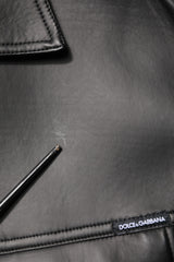 Dolce & Gabbana Black Polyester Button Down Biker Jacket