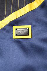 Dolce & Gabbana Black Striped Logo Full Zip Bomber Jacket