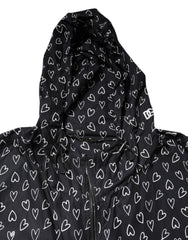 Dolce & Gabbana Black Heart Print Hooded Windbreaker Jacket