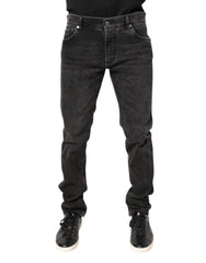 Dolce & Gabbana Gray Washed Cotton Skinny Denim Jeans
