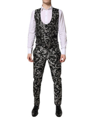 Dolce & Gabbana Black Gray MARTINI Jacquard Men 3 Piece Suit
