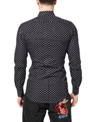 Dolce & Gabbana Black Polka Dot Long Sleeves Gold Formal Shirt