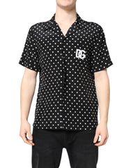 Dolce & Gabbana Black Polka Dot Short Sleeves Casual Shirt