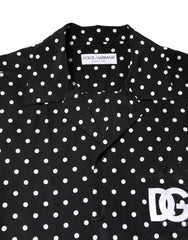 Dolce & Gabbana Black Polka Dot Short Sleeves Casual Shirt
