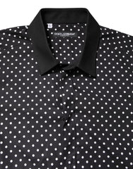 Dolce & Gabbana Black Polka Dot Cotton Formal Dress Shirt