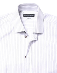 Dolce & Gabbana White Striped Cotton MARTINI Men Dress Shirt