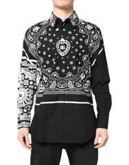 Dolce & Gabbana Black White Bandana MARTINI Men Dress Shirt