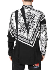 Dolce & Gabbana Black White Bandana MARTINI Men Dress Shirt
