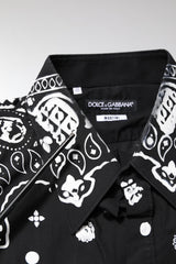 Dolce & Gabbana Black White Bandana MARTINI Men Dress Shirt