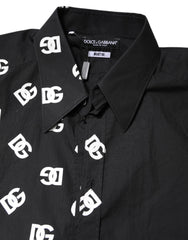 Dolce & Gabbana Black DG Logo Cotton MARTINI Dress Shirt