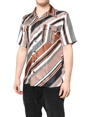 Dolce & Gabbana Multicolor Striped Silk Short Sleeves Shirt