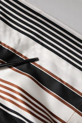 Dolce & Gabbana Multicolor Striped Silk Short Sleeves Shirt