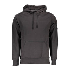 Calvin Klein Black Cotton Men Sweater with Central Pocket and Hood