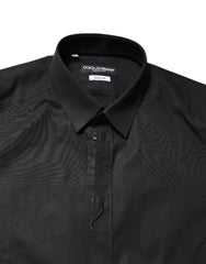 Dolce & Gabbana Black GOLD Cotton Long Sleeves Dress Shirt
