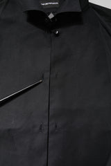 Emporio Armani Black Cotton Long Sleeves Formal Dress Shirt