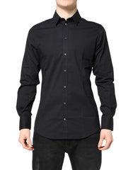 Dolce & Gabbana Black GOLD Cotton Long Sleeves Dress Shirt