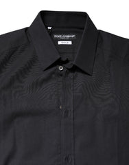 Dolce & Gabbana Black GOLD Cotton Long Sleeves Dress Shirt