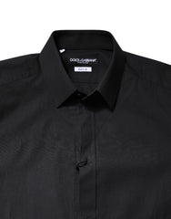Dolce & Gabbana Black GOLD Cotton Dress Formal Shirt