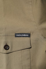 Dolce & Gabbana Brown Cotton Stretch Casual Long Sleeves Shirt