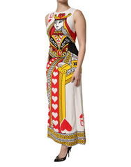 Dolce & Gabbana White Queen Of Hearts Sleeveless Maxi Dress