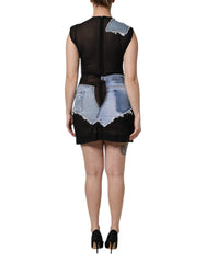 Dolce & Gabbana Black Blue Sleeveless Denim Mini Dress