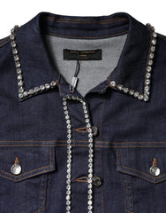 Dolce & Gabbana Blue Denim Cotton Crystal Embellished Jacket