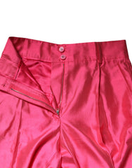 Dolce & Gabbana Pink Silk High Waist Tapered Pants