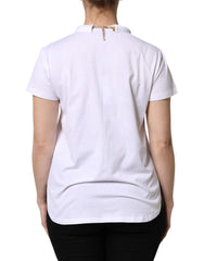 Dolce & Gabbana White Chain Pearl Cotton Round Neck T-shirt
