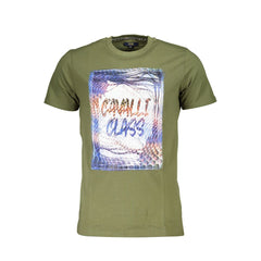 Cavalli Class Green Cotton Men T-Shirt