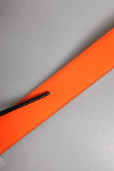 Dolce & Gabbana Orange Gold Tone Metal Logo Buckle Belt