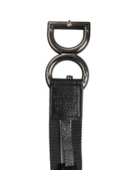 Dolce & Gabbana Black Polyester Logo Print DG Buckle Belt