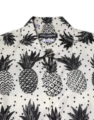 Dolce & Gabbana White Pineapple Print Long Sleeve GOLD Shirt