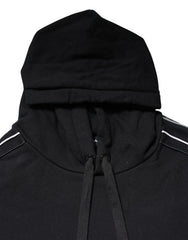 Dolce & Gabbana Black Cotton Logo Hooded Sweatshirt Sweater